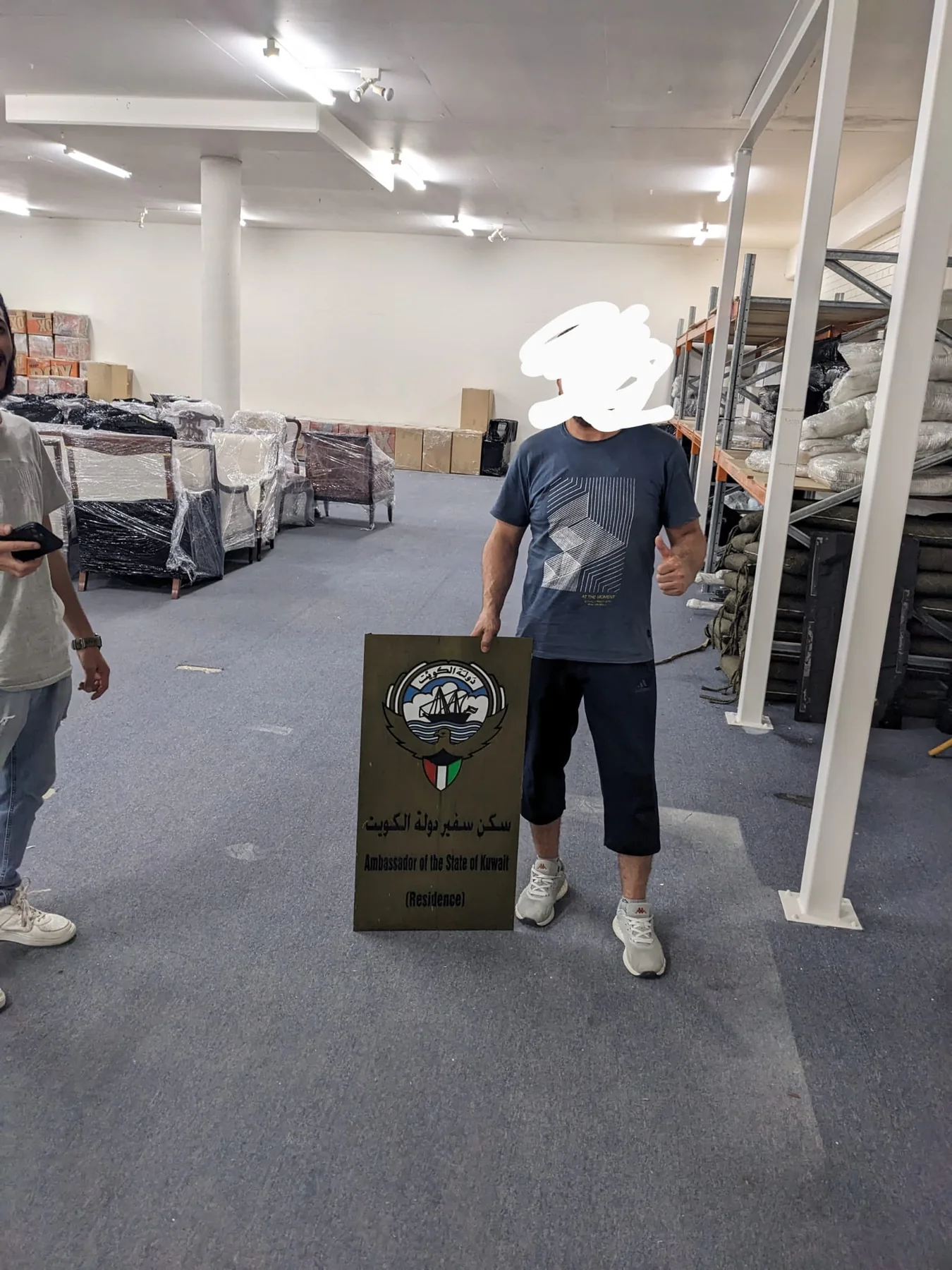 Mover handling a packed item in a storage space