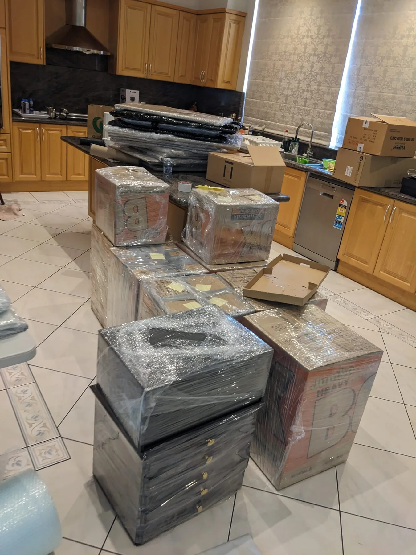 Protected furniture and appliances packed for relocation